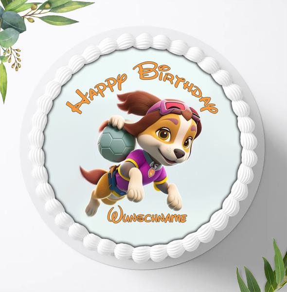 Preview: Paw Patrol Tortenaufleger mit Wunschnamen Ø 20cm, 1039z